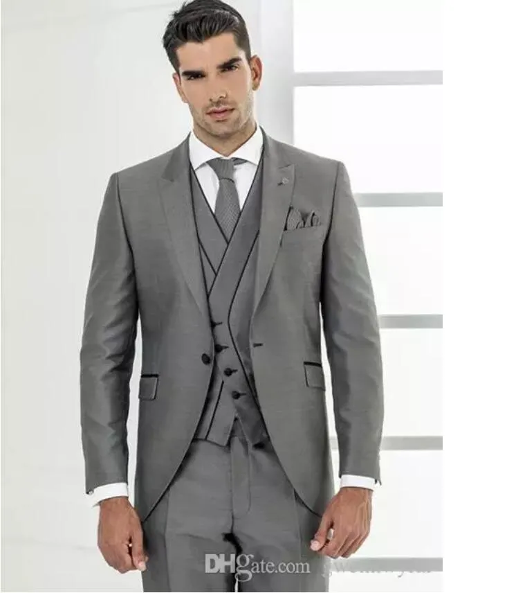 2020 Smoking da sposa con un bottone Abiti da uomo per abito da sposo da sposa Custom Made Best Men Wear Groomsmen Suit (giacca + pantaloni + gilet)