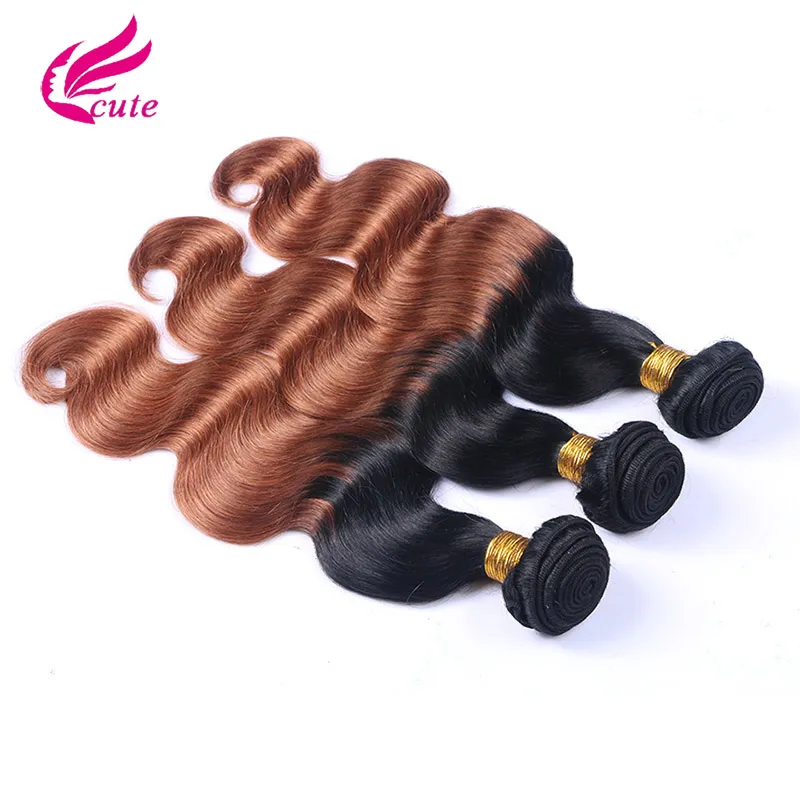 Capelli colorati ondulati vergini brasiliani di grado 8A Ombre 1B30 Onda del corpo 3 pacchi Prodotti economici capelli umani 100 gpz Tessuto Remy Extensio8397850