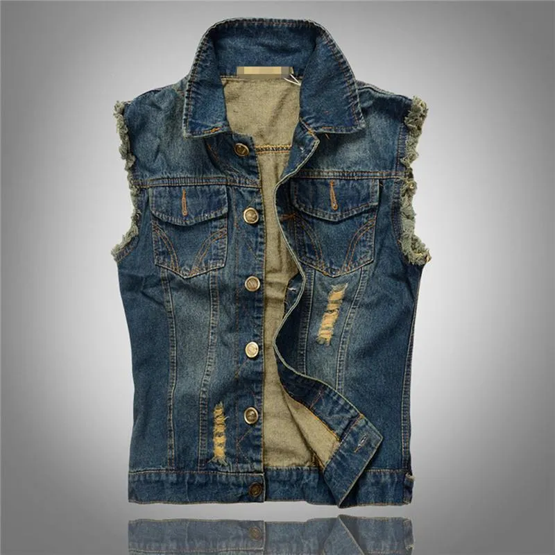 Gescheurd Jean-jasje Heren Denim Vest Plus Maat M - 6XL Jeansvest Heren Cowboy Merk Mouwloos Jasje Mannelijk