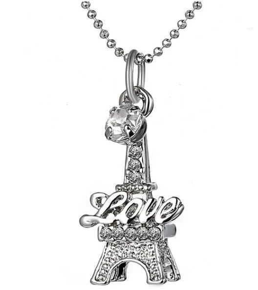 Eiffel Tower Diamonds Pendant Necklaces LOVE Jewelry Birthday Christmas Gift for Bridesmaids Paris French Zircon Jewelry Women Men