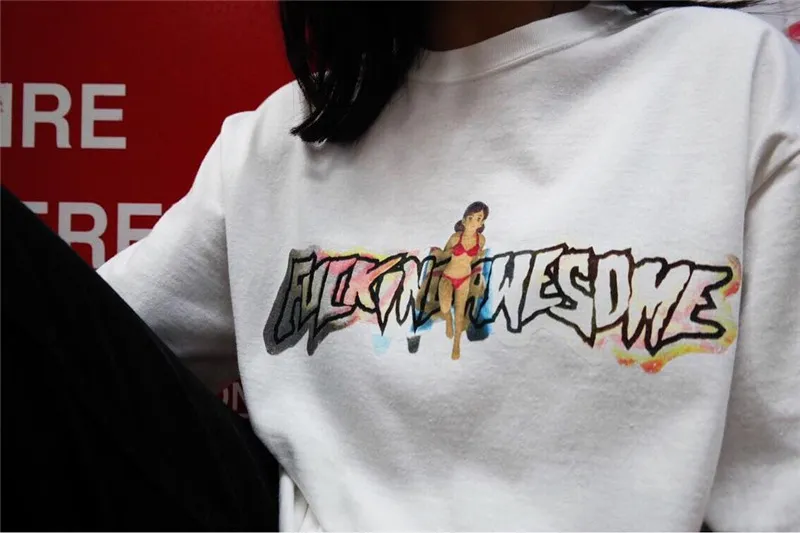 Fucking Awesome Jingxiang Meisjes Print T-shirts Design Cool Mannen Skateboards Tees Hoge Kwaliteit 100% Katoenen Liefhebbers Casual Shirts