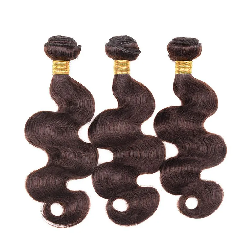 Vente chaude Brésilienne Brun Foncé Cheveux Humains 4 Bundle Coloré # 2 Cheveux Humains Brésiliens Tisse Pas Cher Vague de Corps Vierge Extensions de Cheveux Humains