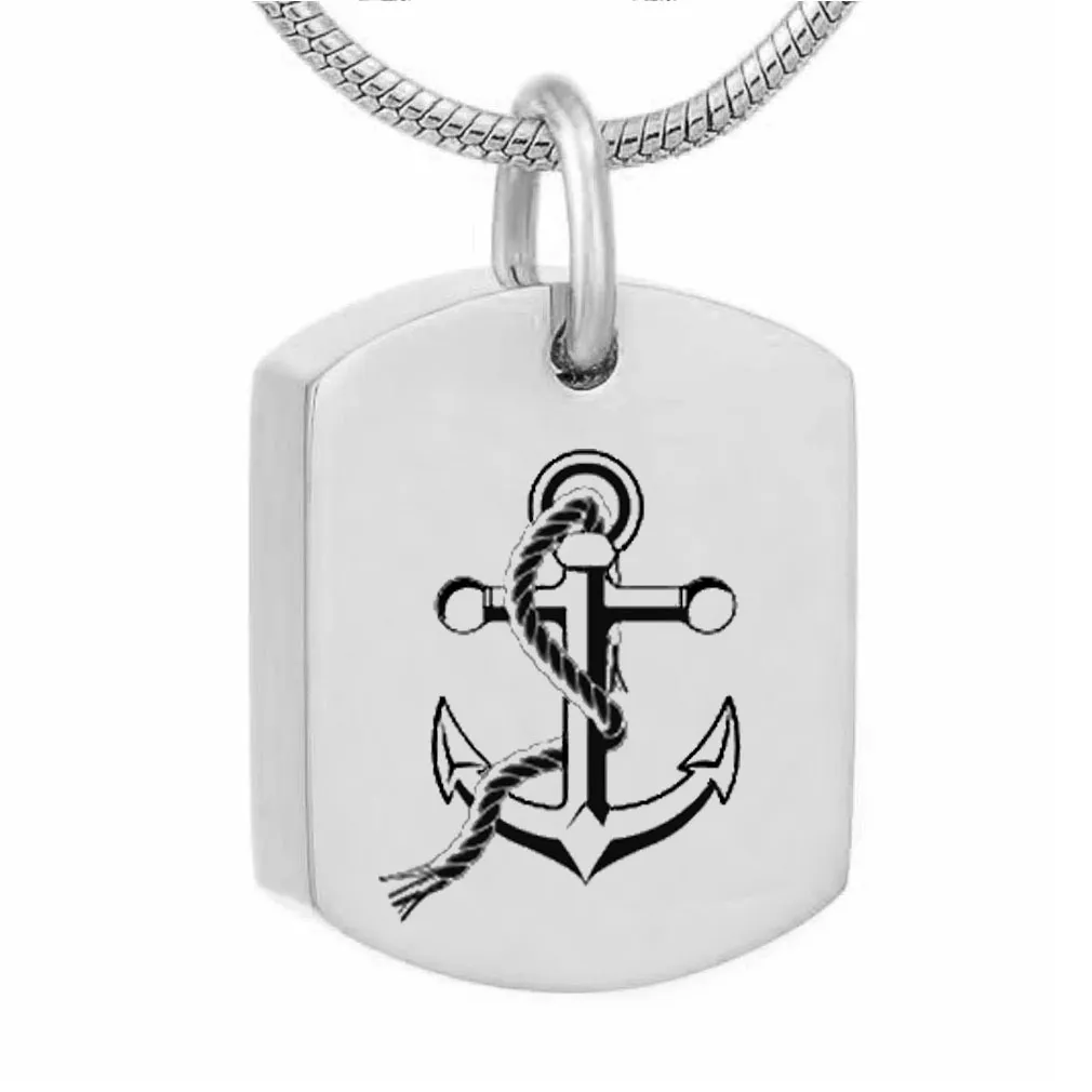 Urn Necklace anchor square Pendant Cremation Jewelry Memorial Ashes Keepsake