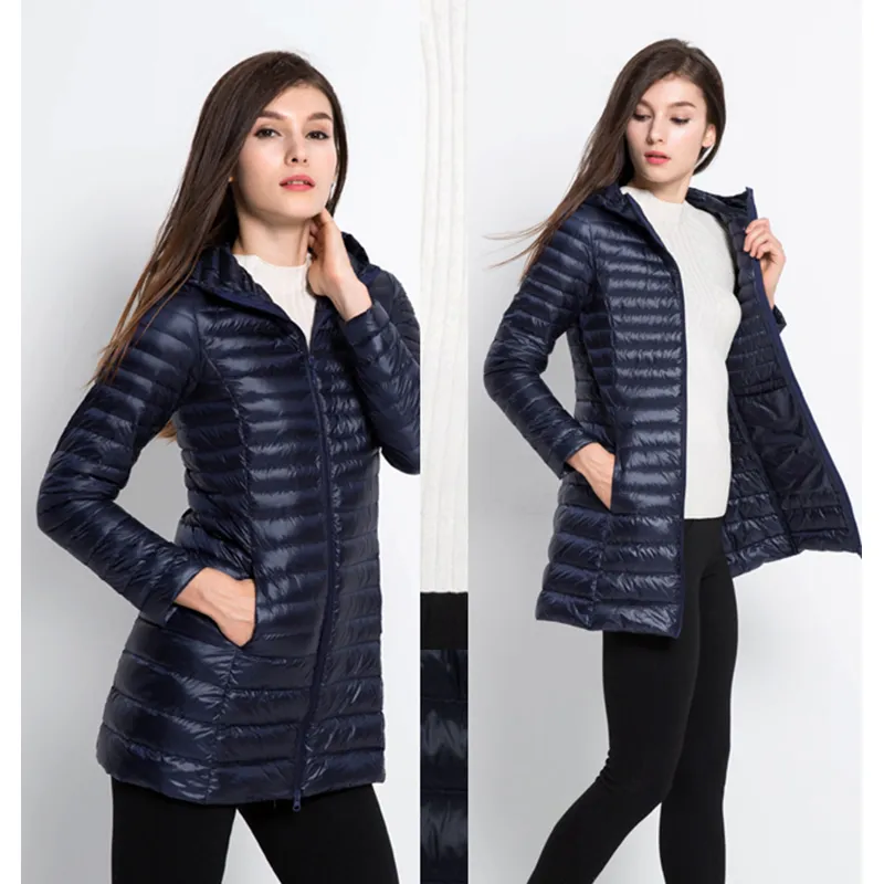 Chaqueta de abajo Chaqueta de invierno con capucha Chaquetas de de mujer Delgado