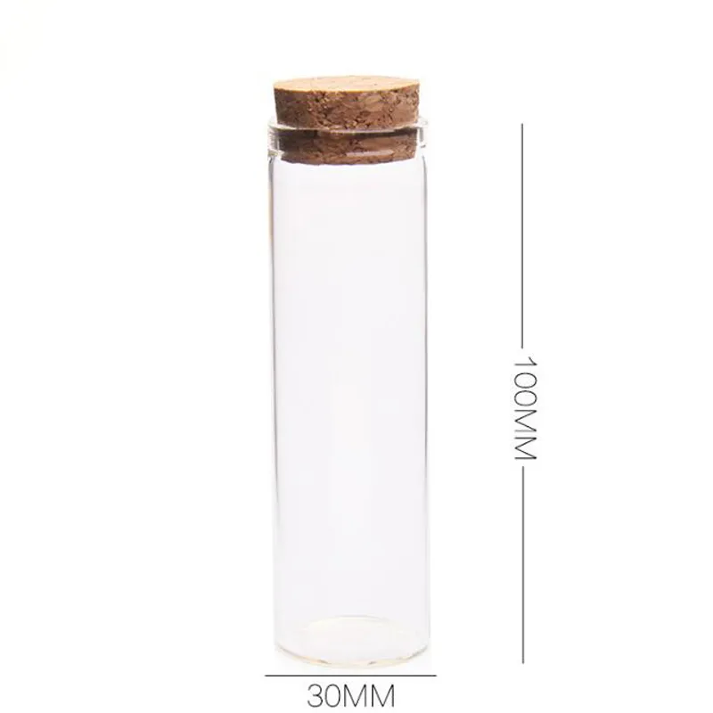 50ml size 30*100mm Test Tube with Cork Stopper Spice Bottles Container Jars Vials DIY Craft