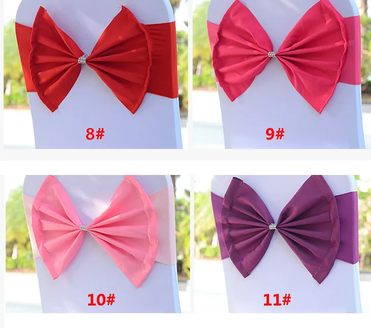 Elastic Chair Band Covers Sashes For Wedding Party Prom With Hoop Buckle Spandex Bowknot Tie Chairs Sash Buckles Cover Free DHL WX9-556