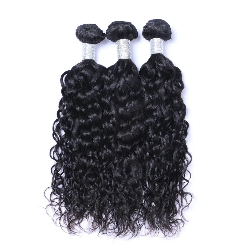 Peruvian Natural Wave Human Hair 3 Bundles with Closure Double Weft Dyeable Pre Plucked Natural Hairline