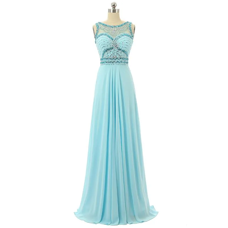 qatar 2024 A-Line Sexy Blue Chiffon Cocktail Dresses Evening Dresses Design Diamond Collar Bridesmaid Dresses Material Physical Pictures HY1477