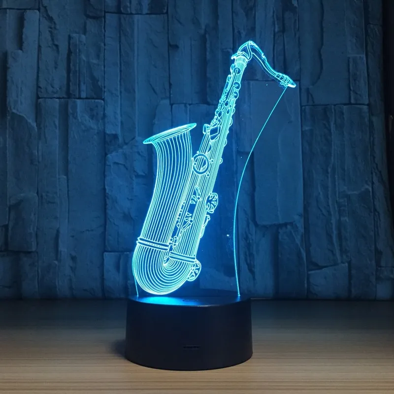 2018 New LED Night Light Saxophone USB 3D Lamp 7 Colors Touch Sensor 3D Bedroom Lights Atmosphere Decoration Gift