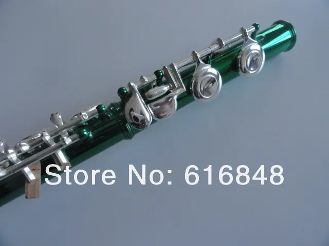 Unique Green Tube Silver Plated Key 16 Holes Closed C Tune Flute With E Key Woodwinds Instrument For Students Free Shipping