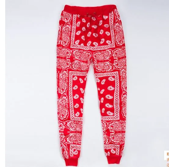 2017 Hip Hop Jogger pantalons de survêtement décontracté sarouel unisexe streetwear coton Joggers rouge bleu bandana pantalon 92001