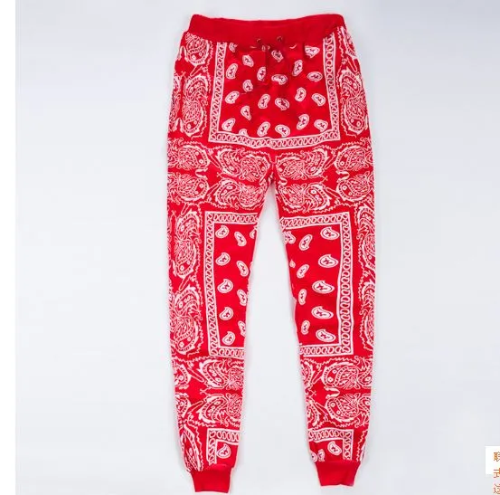 2017 pantalones de chándal de Hip Hop para hombre, pantalones Harem informales para hombre, ropa de calle Unisex, pantalones de algodón para correr, pañuelo rojo y azul, pantalones 92001