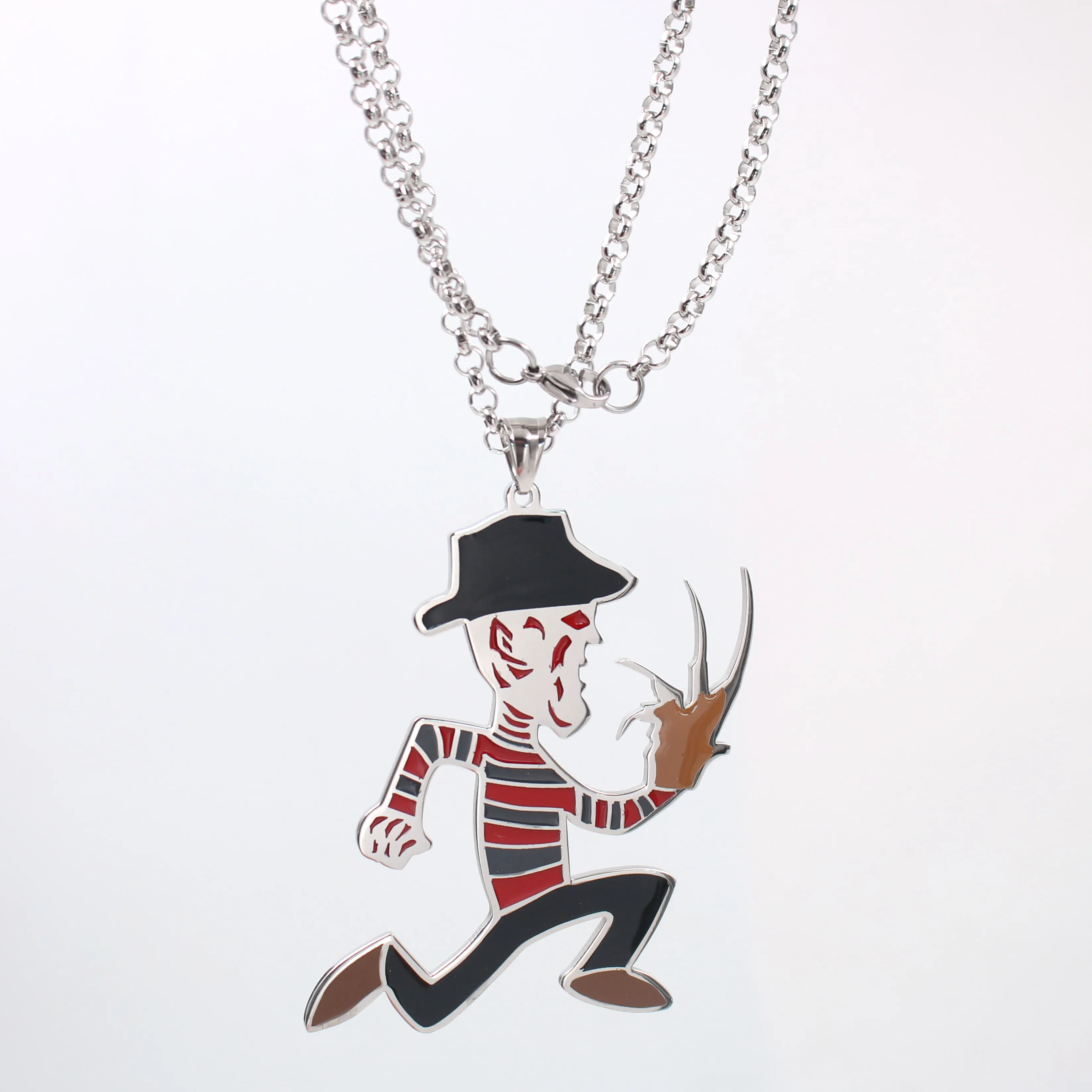 Ship Gnayy Large 2 tums rostfritt stål ICP Crazy Clown Hatchetman Mens Pendant Halsband Punk smycken för mens rolo chain212g