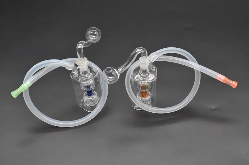 Mini Goedkope Glas Downstem Bong Pipe Unieke Ontwerp Mini Glas Waterleidingen Recycler Olie Rig met slang en Pot Bowl