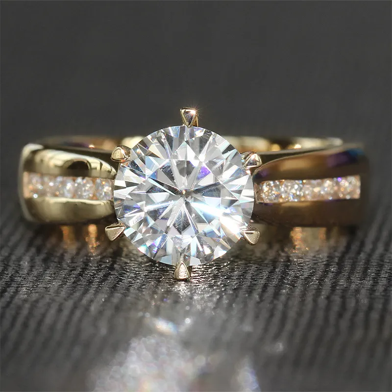 TransGems 2 Carat Lab Grown Moissanite Diamond Solitaire Gold