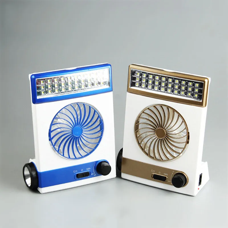 Lâmpadas de acampamento Ventilador de resfriamento Multi-funcional luminária de tocha de lanterna LED solar e carregamento de cordão CA para uso em casa acampamento ao ar livre