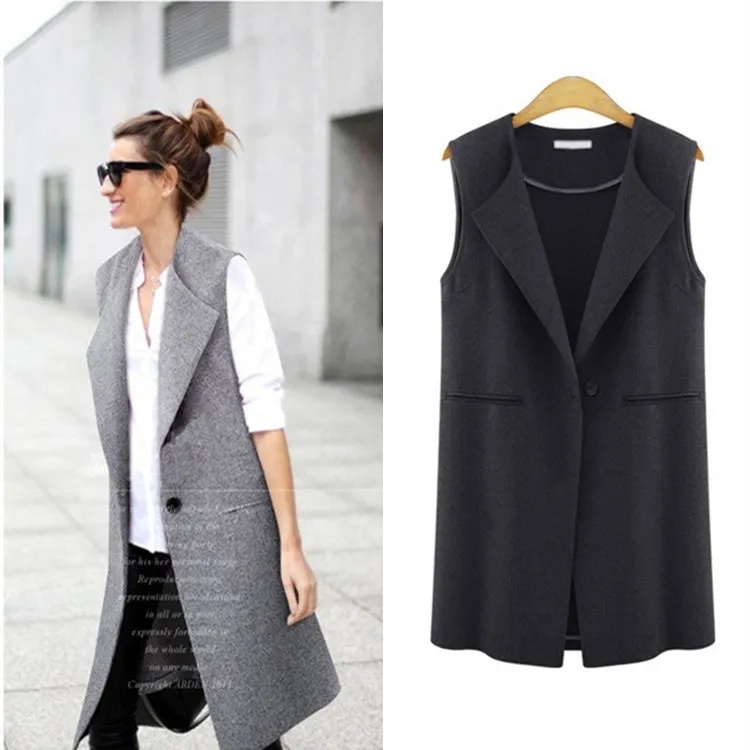 Plus Storlek Ytterkläder Korta Kvinnors Västar Kvinna Spring Waistcoat Avstängning Krage Vest Casual Cardigan Sommar Ärmlös Jurit