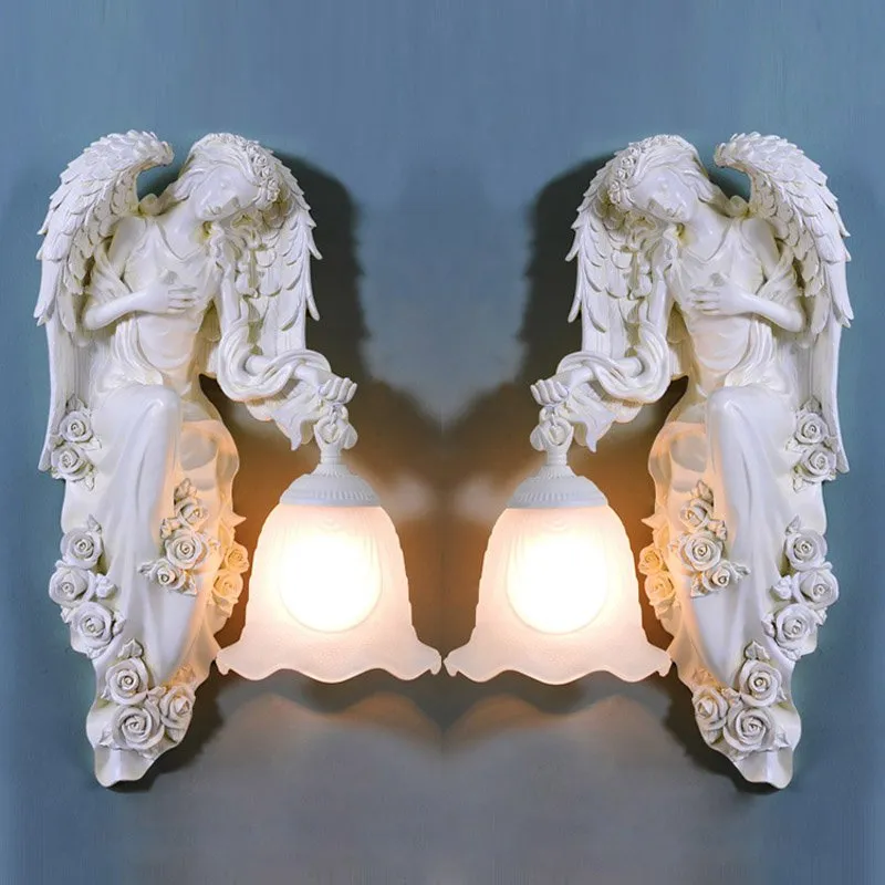 European Wings Corridor Corridor Lampe de chambre à coucher Bedroom Beddess Goddess Glass Verre Balcon Porch Porch Halway Lights Fixtures