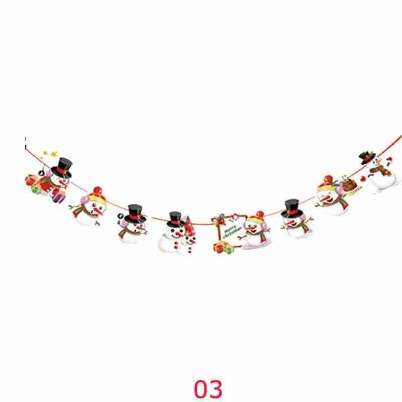 2018 Christmas Banner Wall Hangings Xmas Tree Elk Snowman Santa Claus Ornaments Pendant Merry Christmas Decorations for Home