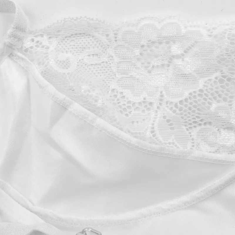 Femmes Pure White Lace Full Slips Transparent Mesh Chemise de nuit Chemise de nuit Charme Slings Babydolls Vêtements de nuit d'été Plus Size