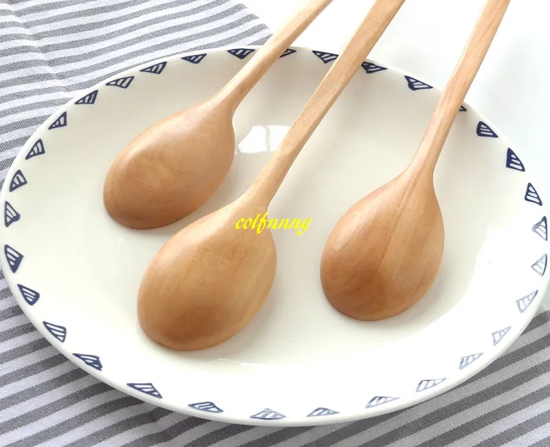 23.5*4cm High Quality Wood Spoon Flatware Kitchen Tool Soup Dessert Coffee Stirring Ice Cream Wooden spoons
