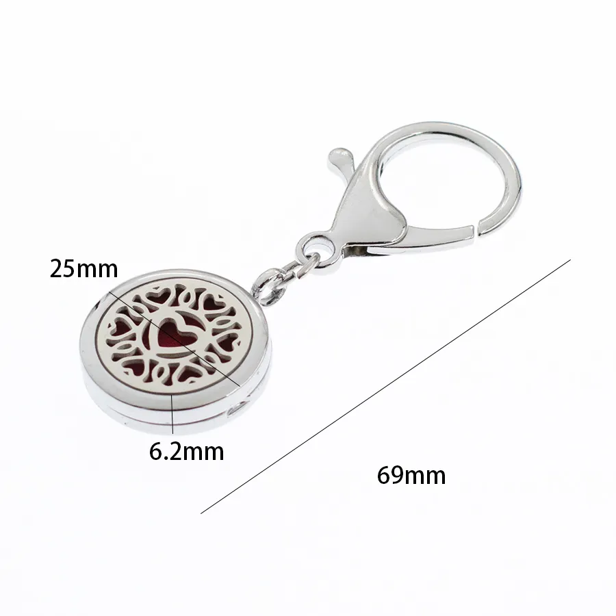 Live Love Dream Aroma Key Chain locket essential oil Locket Perfume Diffuser with Heart shape Lobster clasp Key ring Pads