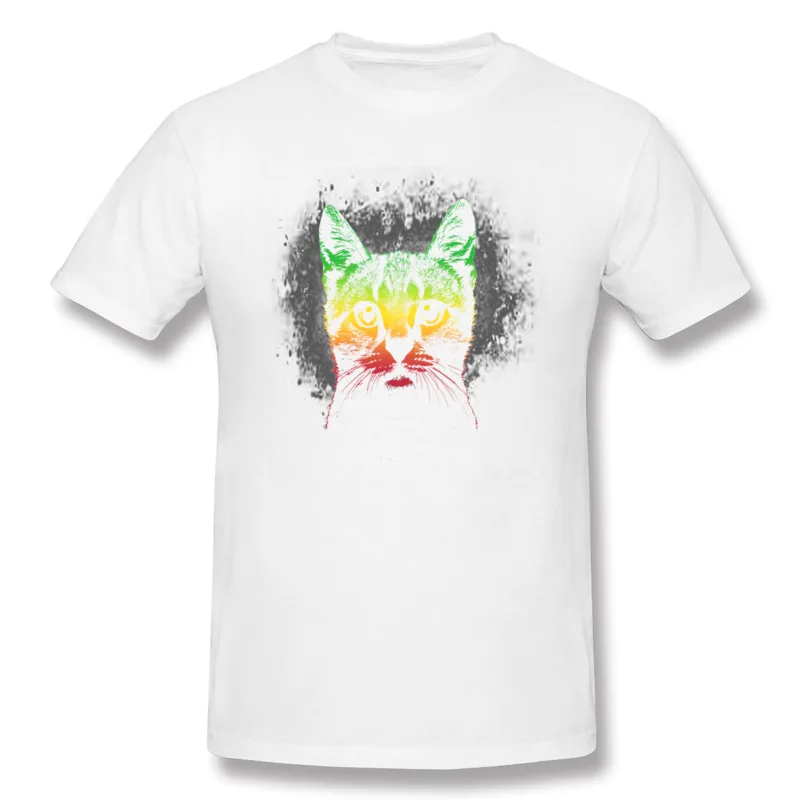 Bästa valet manlig bomull reggae katt t-shirt manlig crewneck beige kortärmad t-shirts plus storlek design t-shirt