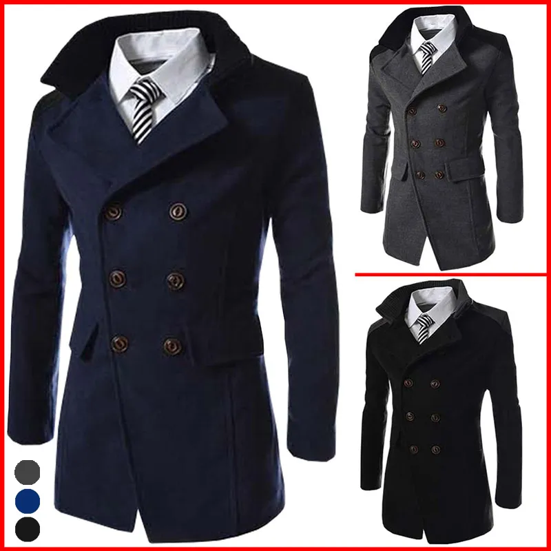 Autumn Mens Double Breasted Pea Mens Coats And Jackets With Turn Down Collar Wool Blends Sale From Weikelai 33.77 DHgate.Com