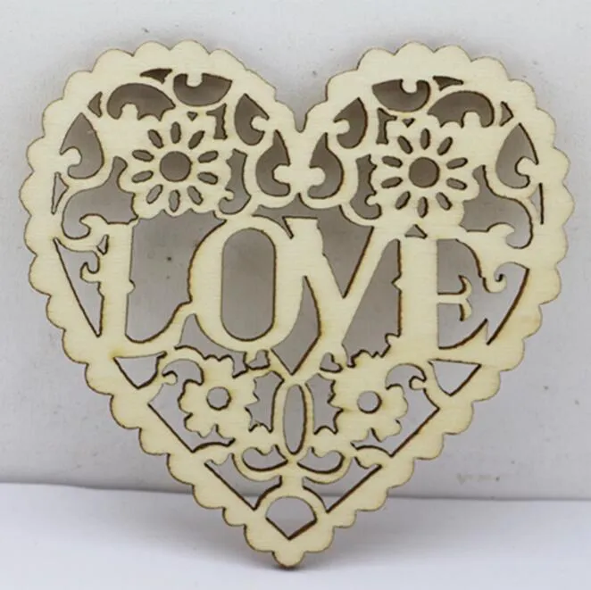AMOR corações em forma de artesanato em madeira com furos Decoração de casamento Corte a laser Madeira Enfeite de coração Em forma de madeira Artesanato WT071319335