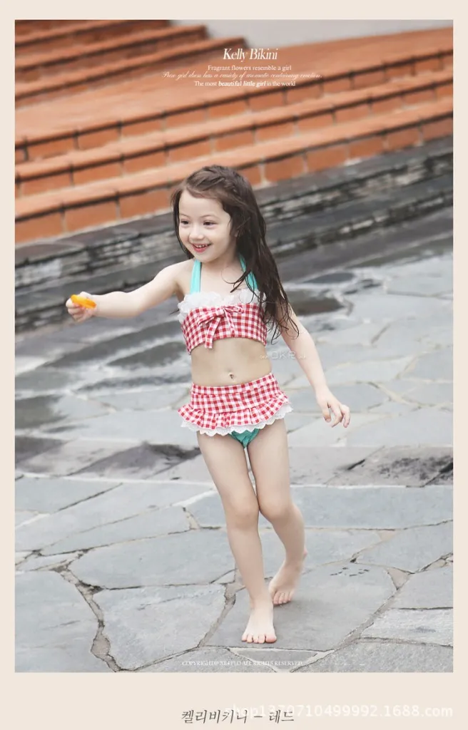 2018 Blue Red Plaid Sling Tops Ruffle Skirt Two-pieces Split Swimsuits Baby Girls Bating Suit Kids Ruffled Swimwear