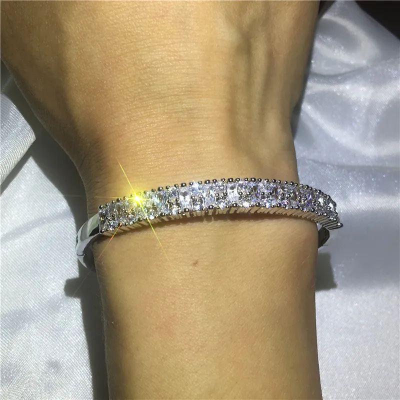 2017 mode baguette manchet bruids armband diamant S925 zilver gevulde aangrijping bangle voor vrouwen bruiloft accessaries
