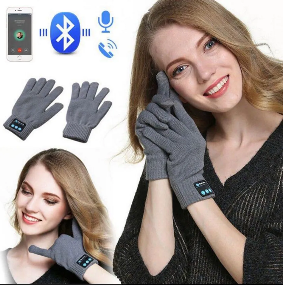 Wireless Bluetooth Gloves Women Men Knit Wearable Smart Bluetooth Music Headset Speaker Warm Mittens Touch Screen Gloves OOA3890