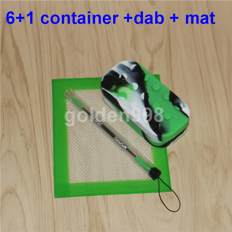 En vente boîtes de pots de silicone dab contenant de cire avec tapis de silicone dabber outils, embout pour bong pipe à eau bobuller bongs prix de gros