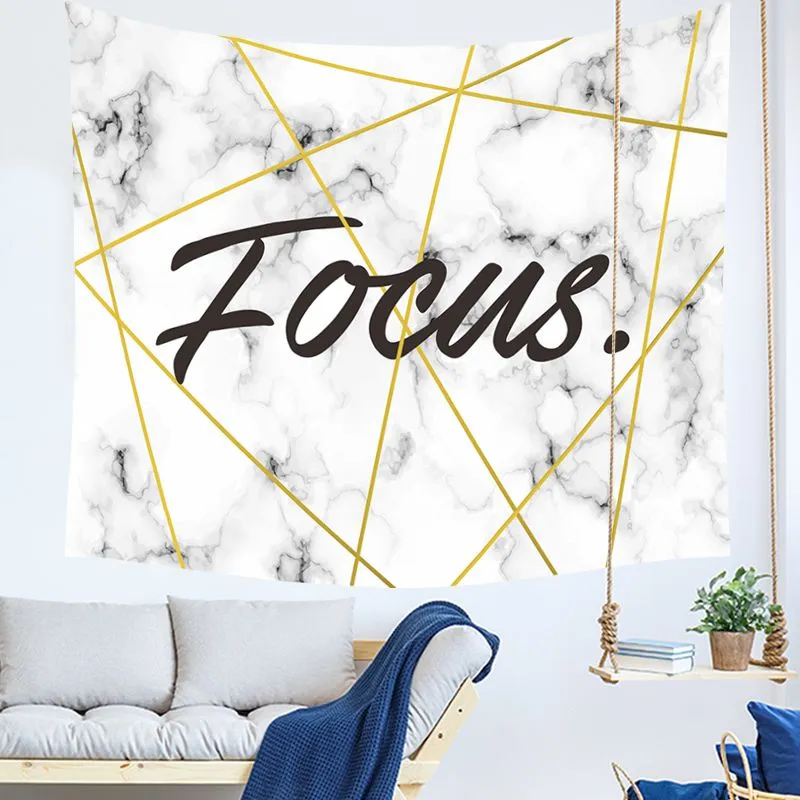 Marble Print Tapestry Roze en Gouden Nordic Wall Opknoping Tenture Mural Modern Dorm Room Decor Geometrische Tapijt Deken