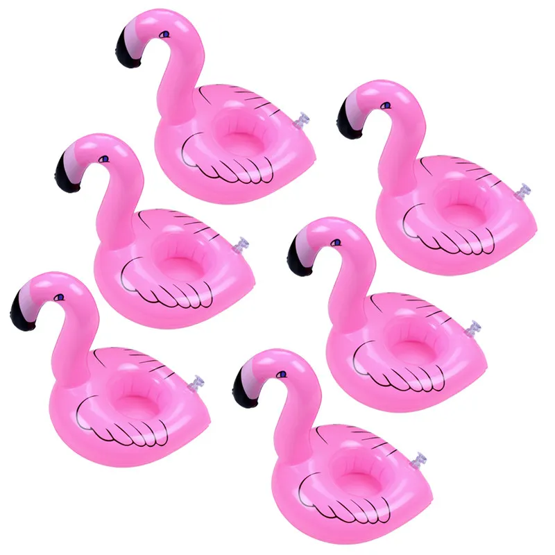 Uppblåsbara flamingo drycker kopp hållare pool floats bar coasters floatation enheter barn bad leksak