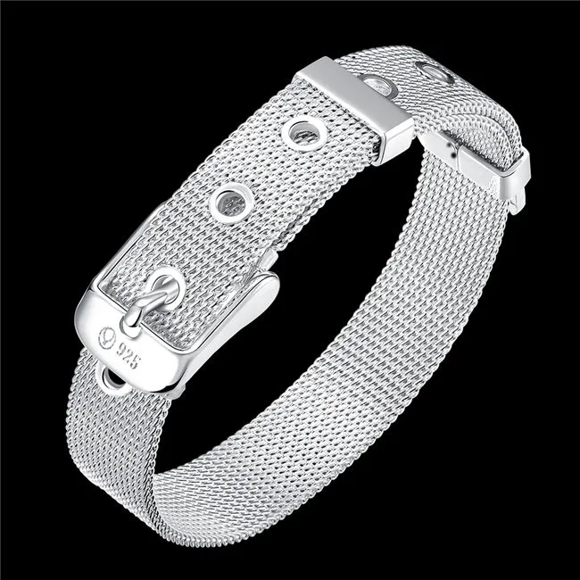 Small net watch with 925 silver bracelet JSPB237,Beast gift men and women sterling silver plated Chain link bracelets