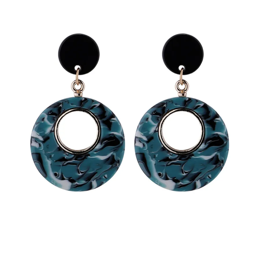 Nouvelle mode couleur léopard acétate acrylique rond balancent boucles d'oreilles pour les femmes mode déclaration bal fête bijoux