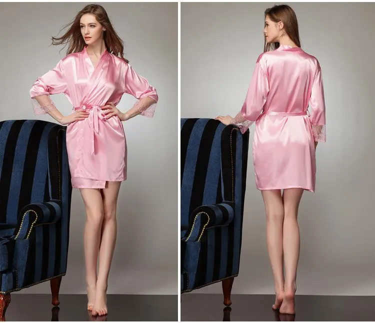 Lange Ärmel, günstige Brautjungfern- und Braut-Roben, Seiden-Bademantel, Hochzeits-Party-Robe, Kimono-Seiden-Satin-Roben für Brautjungfern, Seiden-Hochzeits-Robe