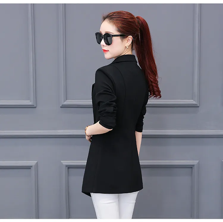 Brand Ladies Slim Long Blazers and Coats Spring Autumn Formal Office Suit  Jacket Female Long Blazer Black Red Brown Khaki