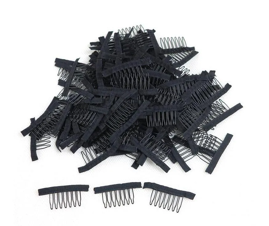 7 Theeth Stainless Steel Wig Combs For Wig Caps Wig Clips For Hair Extensions Strong Black Lace Hair Comb