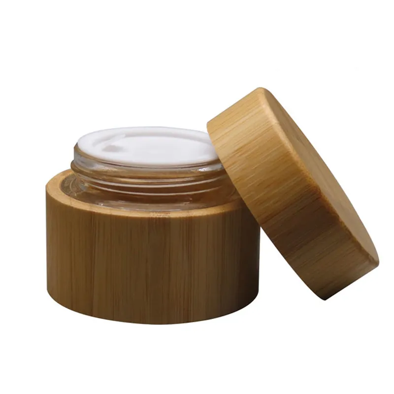 30g 50g bocal en verre avec bambou extérieur pots de crème vides emballage cosmétique contenant des pots avec couvercle pour crème à la main conteneur F319