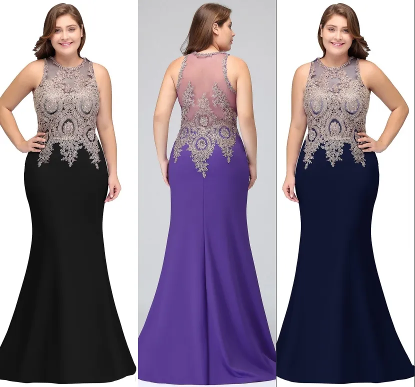 Новые элегантные вечерние платья русалки плюс размеры длинные платья для матери Robe de Soiree Prom Plants Appliqueed Illusion Back Dh4253