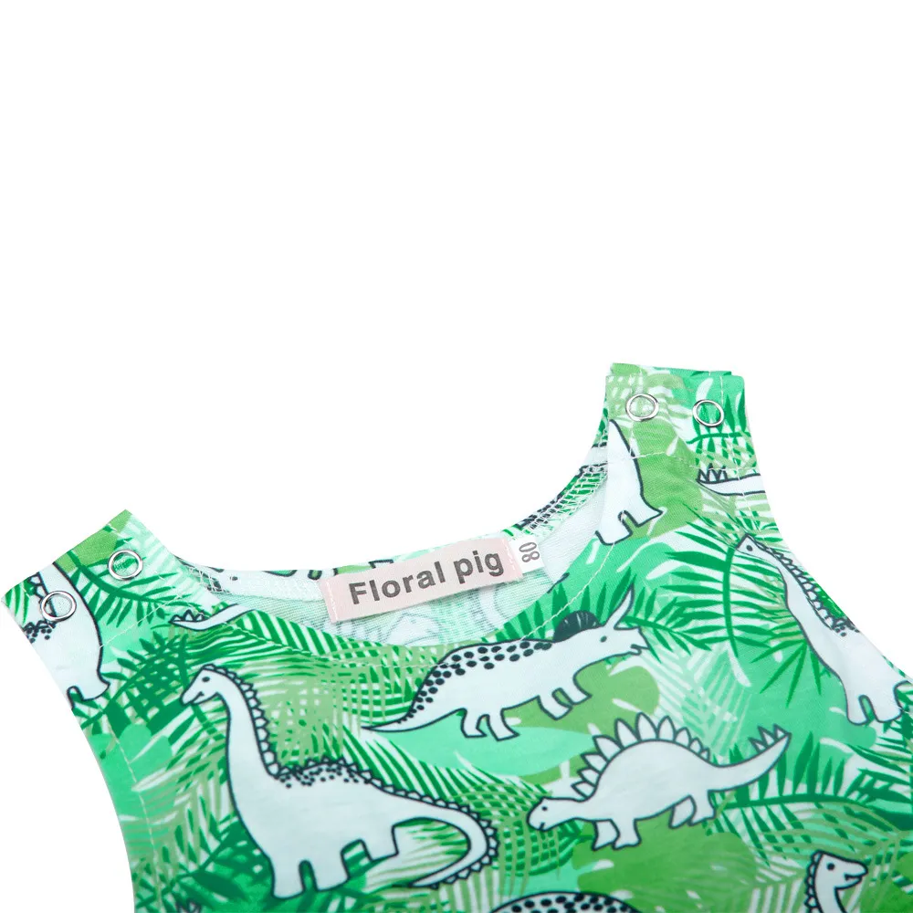 Baby Boy Allover Dinosaur Print Sleeveless Tank Jumpsuit