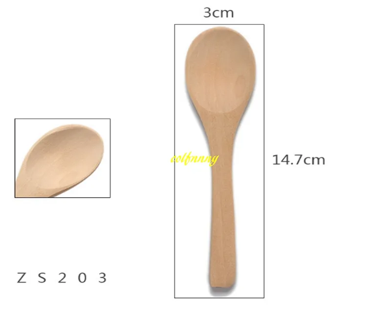 500pcs/lot Condiment Utensil Wood Honey Coffee Spoon Small Wooden Spoon Kitchen Cooking Teaspoon Kids Ice Cream Tableware Tool