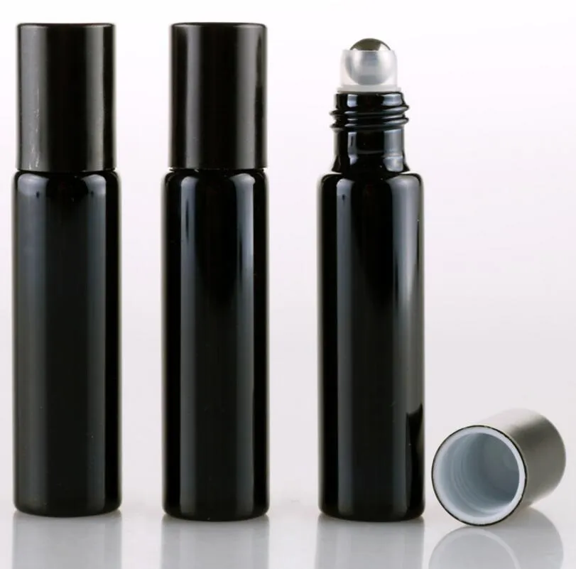10ml Upscale Guld / Silver UV Coating Glass Roll On Flaskor Rostfritt Stål Rullbollar Essential Oljeburk LX1217