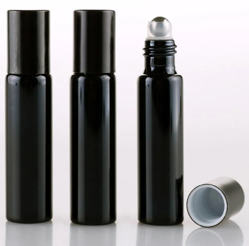 10 ml luxe goud / zilver UV-coating glazen roll op flessen roestvrij stalen roller ballen etherische olie jar lx1217