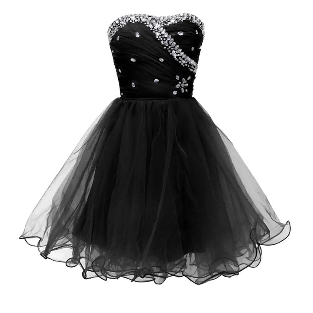 เดรสสั้นประดับลูกปัดไล่สีแบบออมเบร - เดรสปาร์ตี้งานคืนสู่เหย้าแบบไล่ระดับสีดำและขาวสำหรับวัยรุ่น