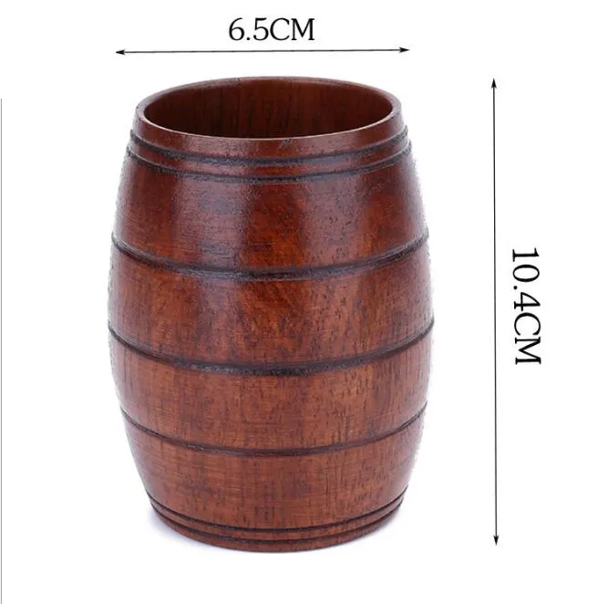 Houten vat gevormde biermok Crestive Wood Beer Cup Kip Bar Drinkware Wijnglas Draagbare Houten Tuimelaar