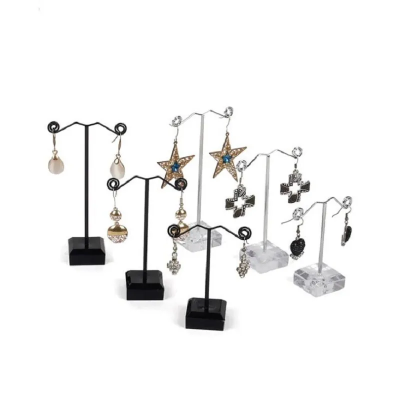 Svart Clear Acrylic Stud Earring Smycken Display Rack Stand Organizer Broscher Ornament Holder Hook Hanger Counter Case