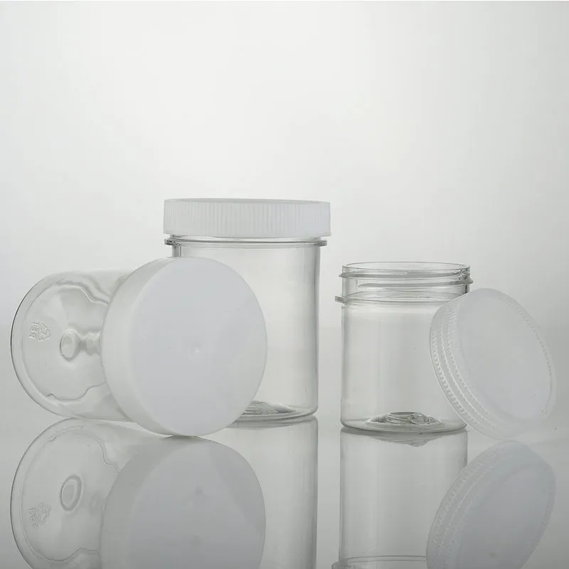 60 ml 120 ml ronde clear pet jar fles container met wit plastic dop deksel, voor cosmetische pot verpakking snelle verzending F754